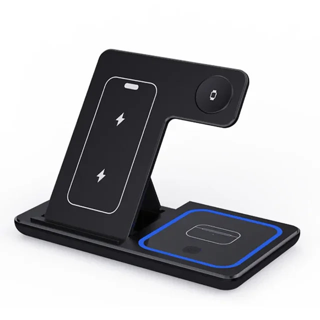 100W 3 in 1 Wireless Charger Stand Foldable Charging Station For iPhone 15 14 13 12 11 Apple Watch 9 8 7 6 5 Airpods Pro