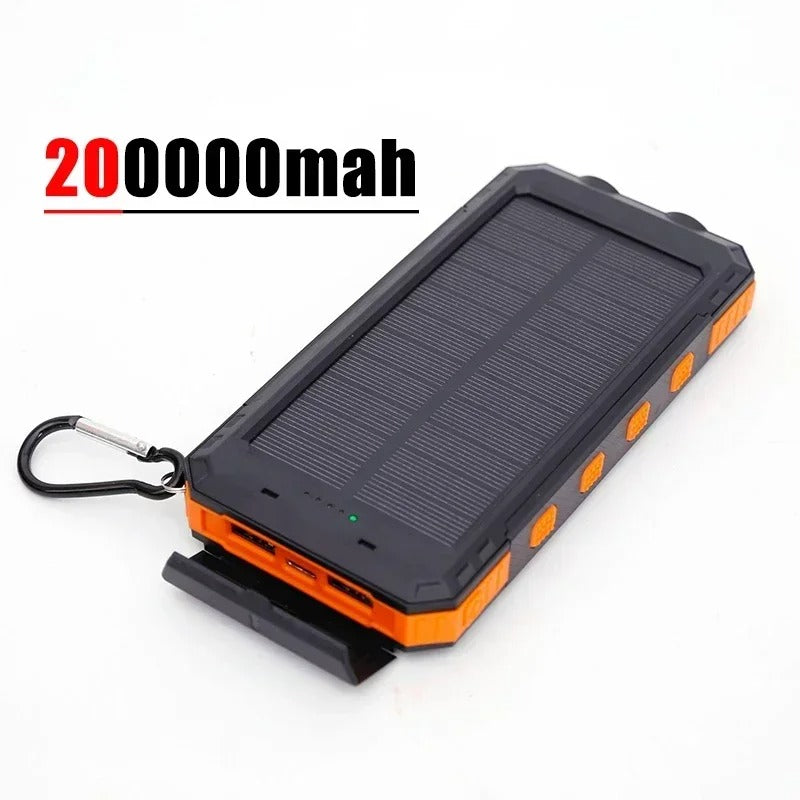 200000mAh Solar Power Bank Outdoor Wild Fishing Camping Large Capacity Backup Power Portable Waterproof Supply Rapid Charging