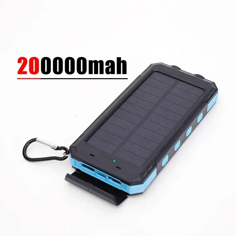 200000mAh Solar Power Bank Outdoor Wild Fishing Camping Large Capacity Backup Power Portable Waterproof Supply Rapid Charging