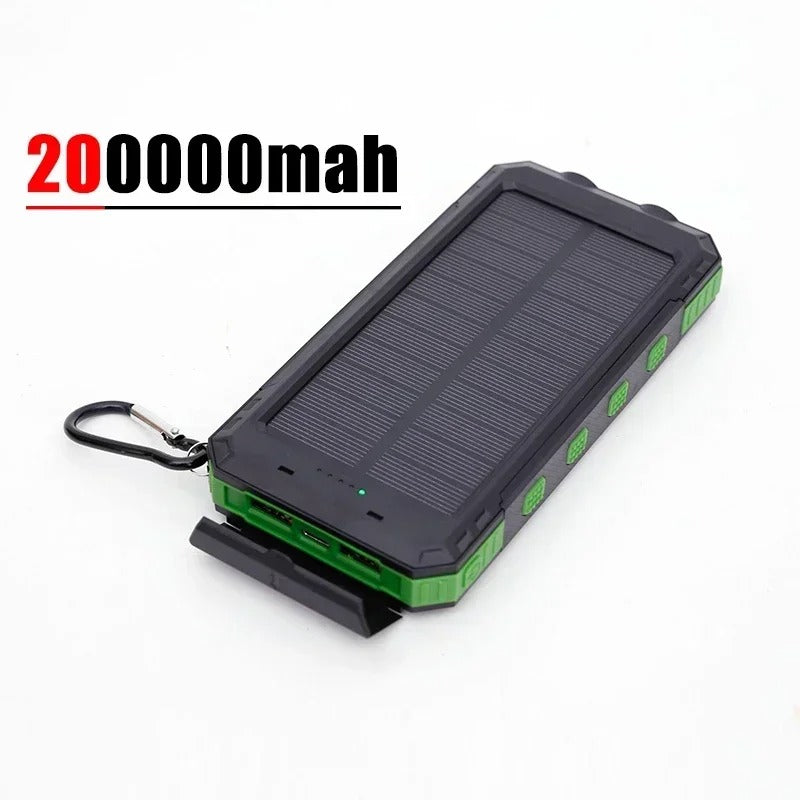 200000mAh Solar Power Bank Outdoor Wild Fishing Camping Large Capacity Backup Power Portable Waterproof Supply Rapid Charging